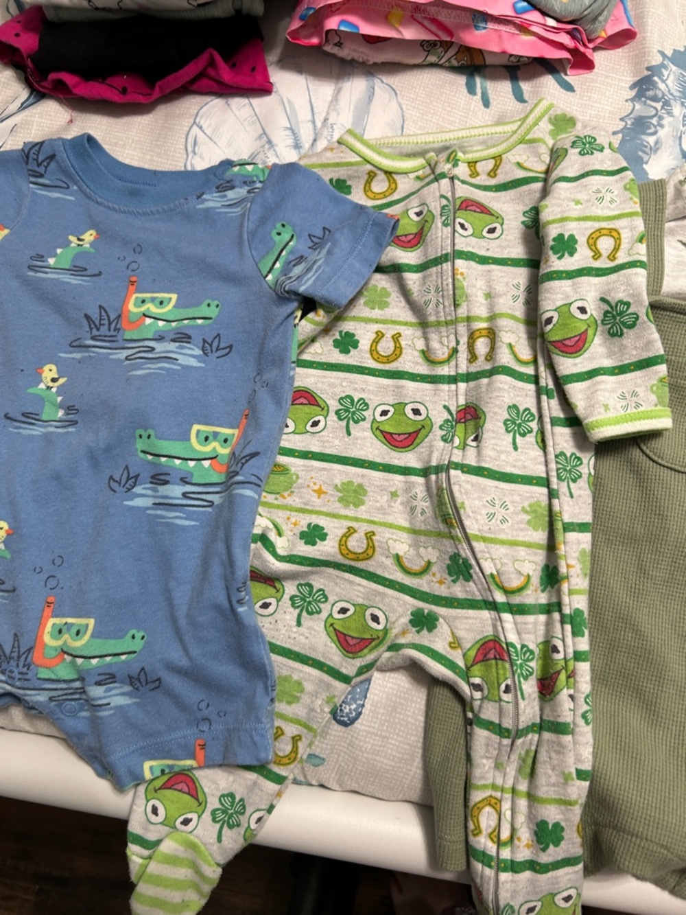 Four outfits one sleeper, one footless outfit cars little crocodile